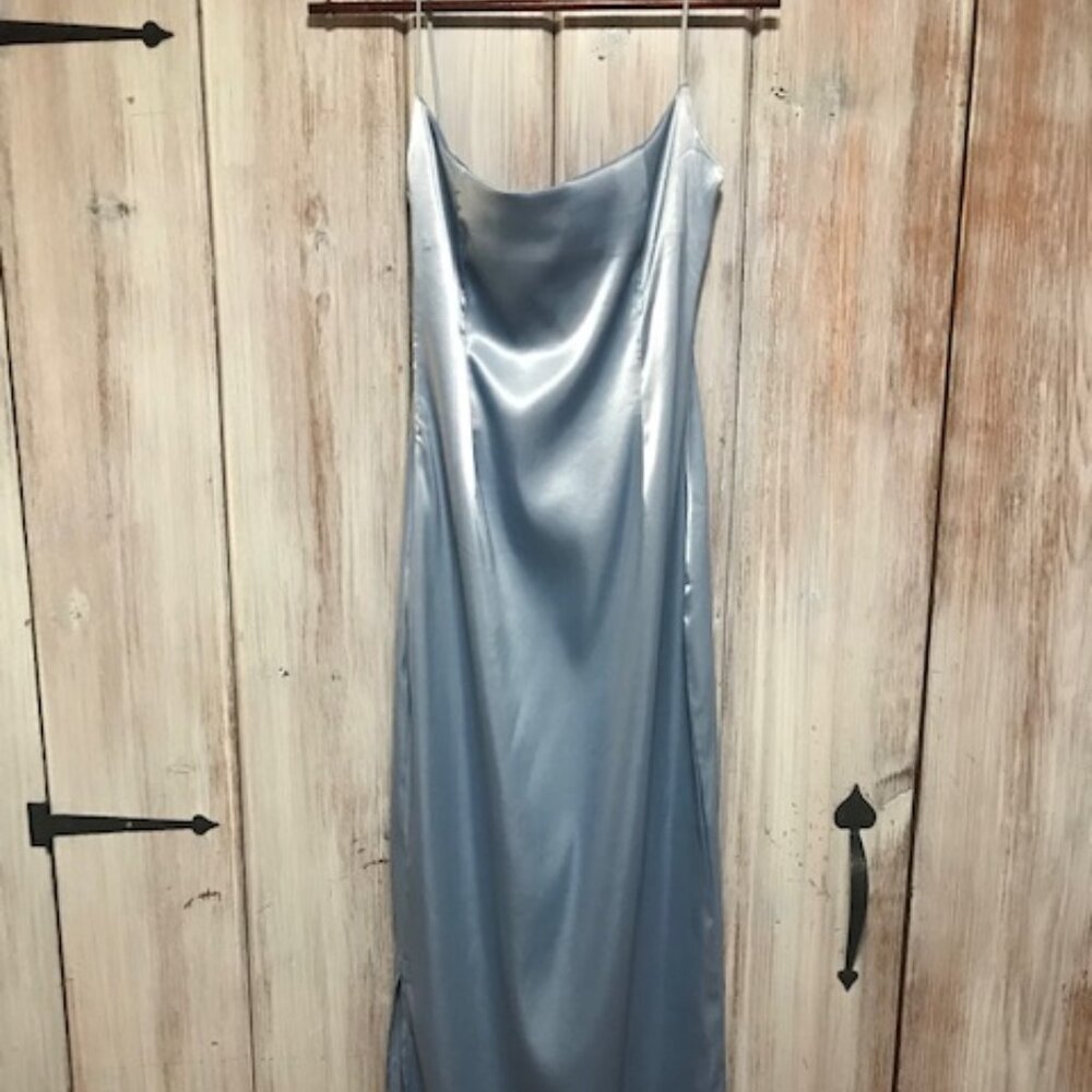 Peppermayo Blue Slip Dress Wedding Guest Cowl Neck